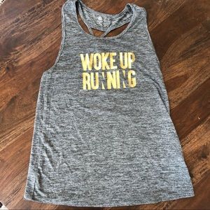 Woke up running tank top